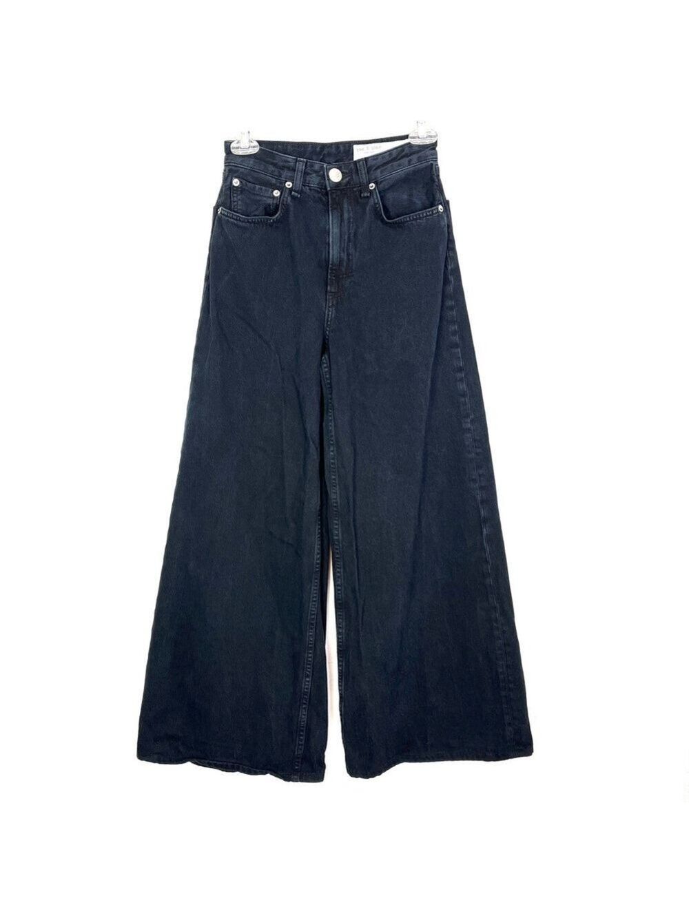 Rag & Bone Flexi Sofie High Waist Ankle Wide Leg Jean Black Bird size 23 - Picture 3 of 6